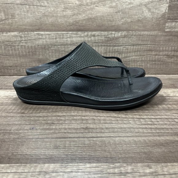 Fitflop Shoes - FitFlop Thong Flip Flops Black Womens US Size 7 EUR 38 17STV09 Sandals